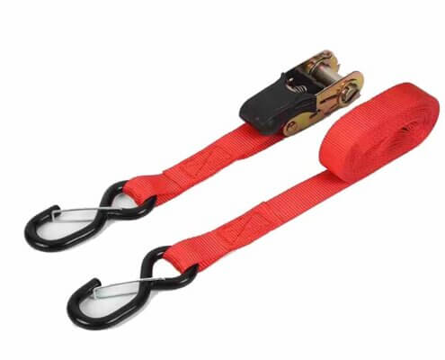 1'' Ratchet Strap with Safety Latch S-Hooks and Handlebar Straps