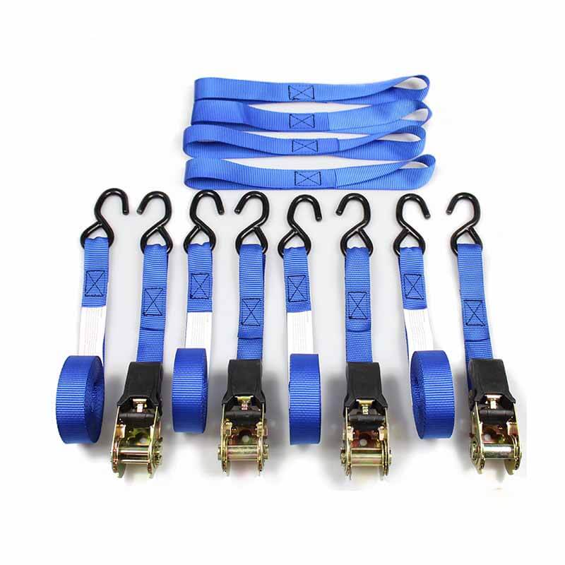 1'' X 15' Ratchet Strap With SHooks 4 Pack