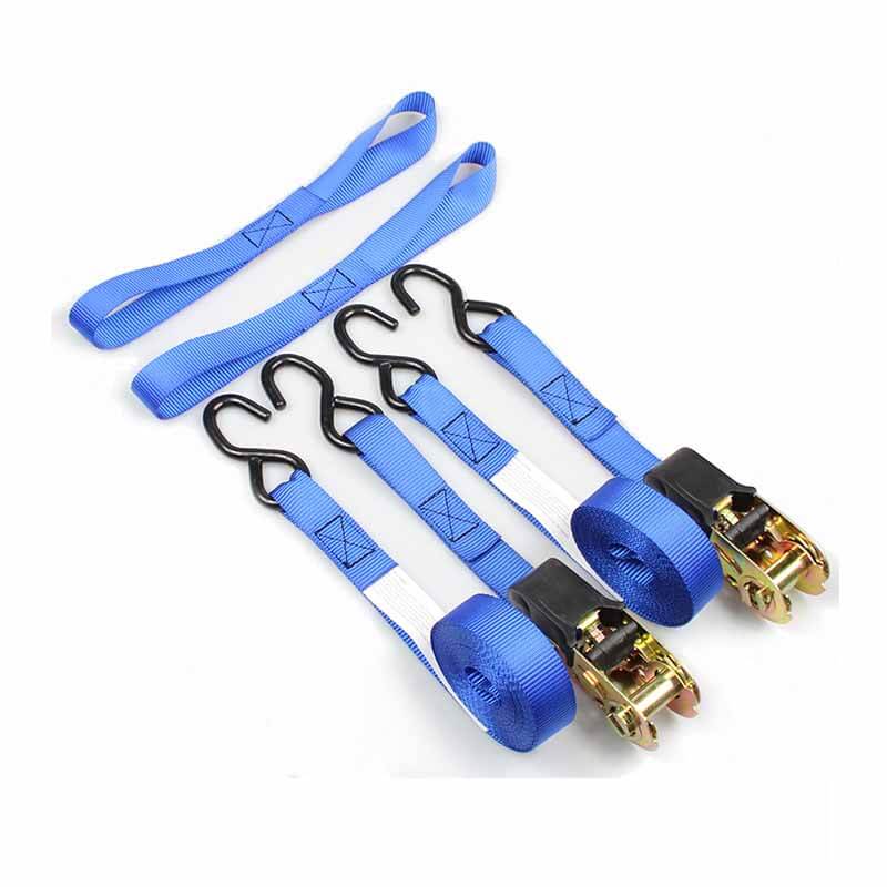 1'' X 15' Ratchet Strap With S-Hooks 4 Pack