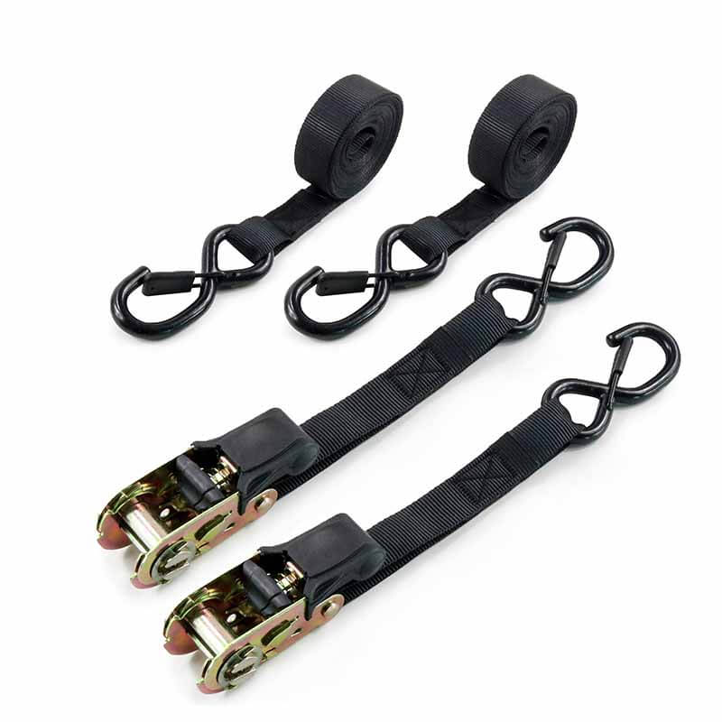 1 Inch Black Tie Down Straps With Safety Hook Webslingness