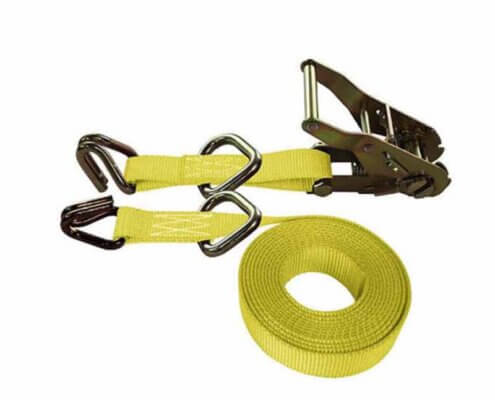 1'' Heavy Duty Ratchet Strap with Wire Hooks & D-Rings