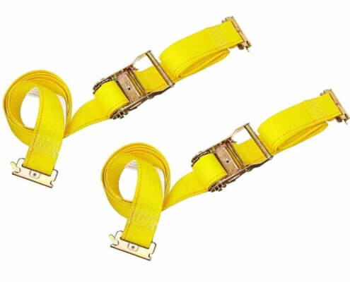 2 inch Heavy Duty Ratchet Strap with E Track Fittings Yellow