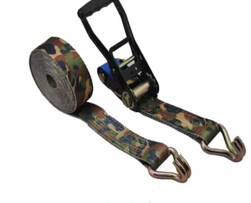 2 inch Camo Ratchet Strap with Wire Hooks